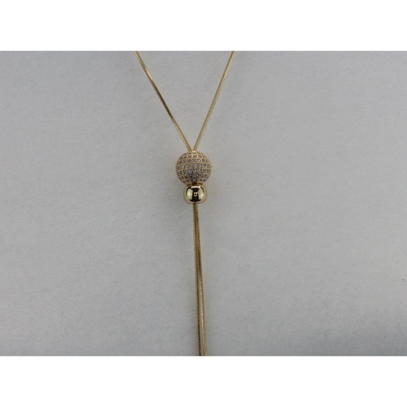 EXPRESS LONG ADJUSTABLE DIAMOND BALL NECKLACE. - Picture 5 of 6